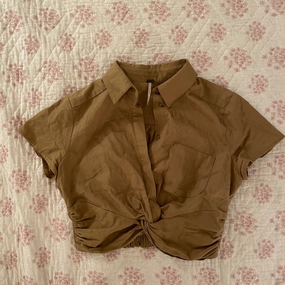 Free People Lust For Life Top in Golden Green—XS
